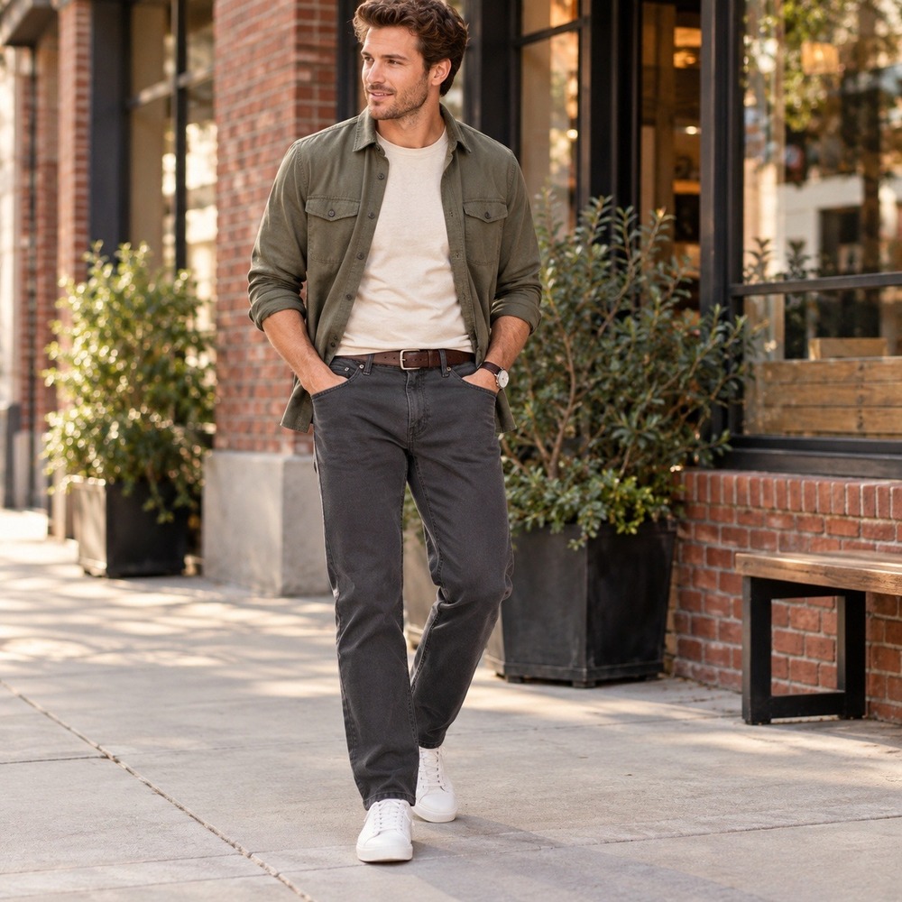Dockers Men's 32x30 Dark Gray Straight Leg 5 Pocket Casual Pants